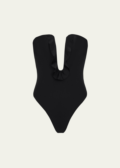 VIX SOLID CHRIS BRAZILIAN BANDEAU ONE-PIECE SWIMSUIT