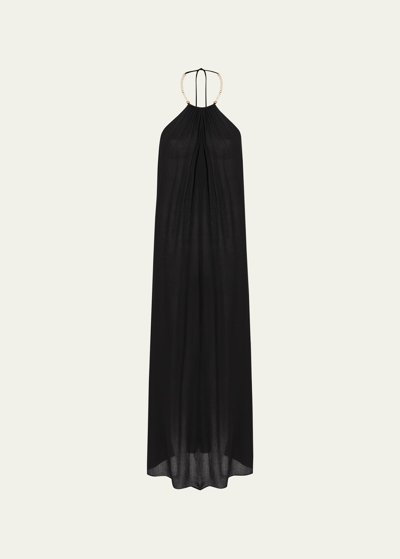 Vix Solid Cloe Coverup Maxi Dress In Black