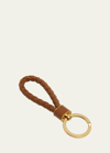 Bottega Veneta Burgundy Intreccio Keychain In 2588 Cognac-gold