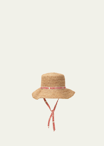 Bobo Choses Kid's Raffia Hat In Light Brown