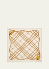 Burberry Spear Chain Print Square Silk Scarf In Gold