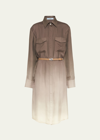 Prada Twill Degrade Dress In Green