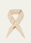 Loro Piana Polka-dot Triangle Silk Scarf In Lotus Root Brown