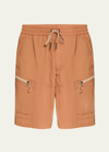 Moncler Logo-patch Shorts In Brown