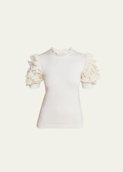 Chloé Ruffle-sleeve Knit Top In Iconic Milk