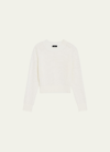 Theory Mini Pointelle Stitch Long-sleeve Pullover Top In White