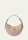 Prada Zip Calf Leather Shoulder Bag In F03mv Travertino