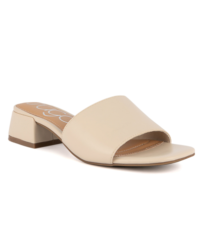 Sugar Uniform 3 Womens Faux Leather Peep-toe Mule Sandals In Nude