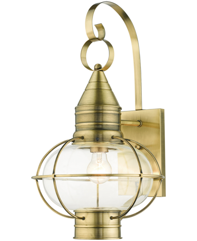 Livex Newburyport 1 Light Outdoor Wall Lantern In Antique Brass