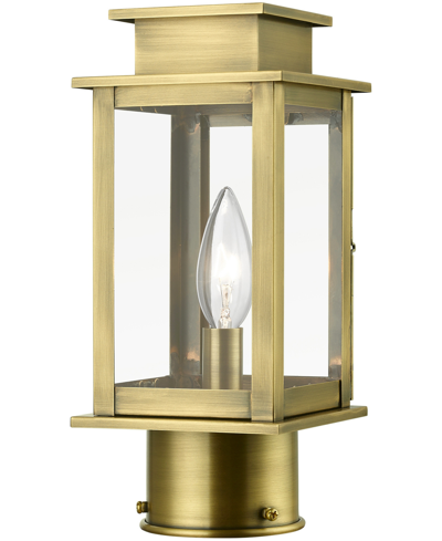 Livex Princeton 1 Light Outdoor Mini Post Top Lantern In Antique Brass
