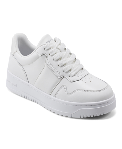 Easy Spirit Women's Merci Round Toe Casual Lace-up Sneakers In White - Faux Leather-pu Or Leather