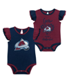 OUTERSTUFF BABY GIRLS BURGUNDY, NAVY COLORADO AVALANCHE TWO-PACK TRAINING BODYSUIT SET