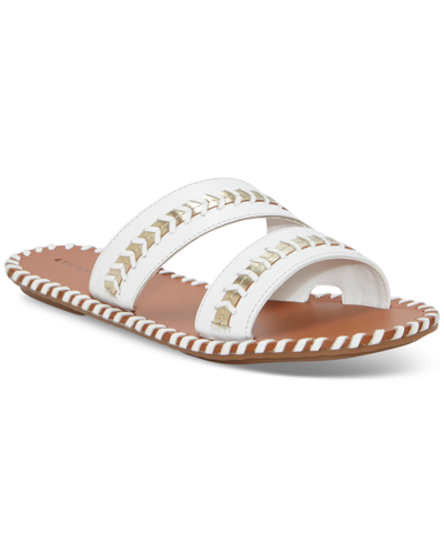 Lucky Brand Women's Zanora Double Band Flat Sandals In White Platino Leather