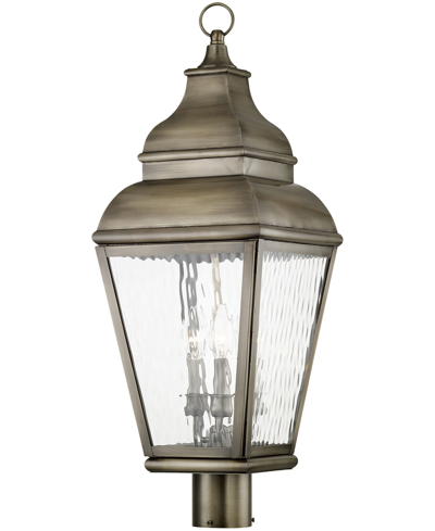 Livex Exeter 3 Light Outdoor Post Top Lantern In Vintage Pewter