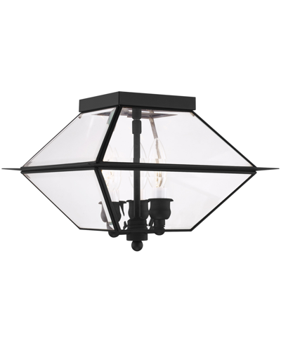 Livex Westover 3 Light Outdoor Ceiling Mount In Black