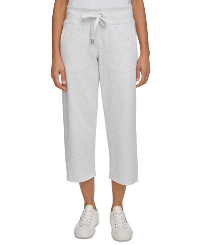 Calvin Klein Women's Cropped Drawstring-waist Pants In Optic Heather