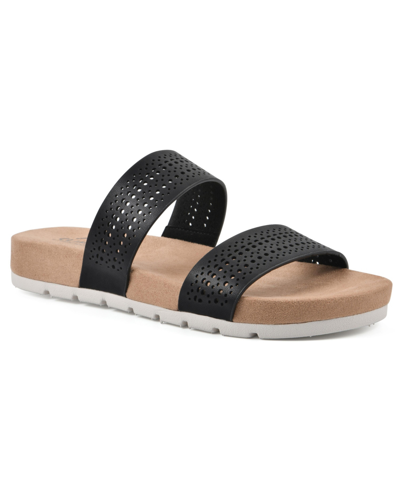 Cliffs By White Mountain Thrilled Laser Cut Sandal In Black Burnished Smooth