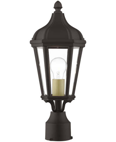 Livex Morgan 1 Light Outdoor Post Top Lantern In Bronze With Antique Gold