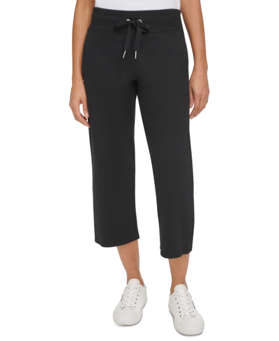 Calvin Klein Women's Cropped Drawstring-waist Pants In Black