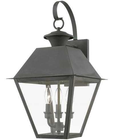 Livex Wentworth 3 Light Outdoor Large Wall Lantern In Charcoal