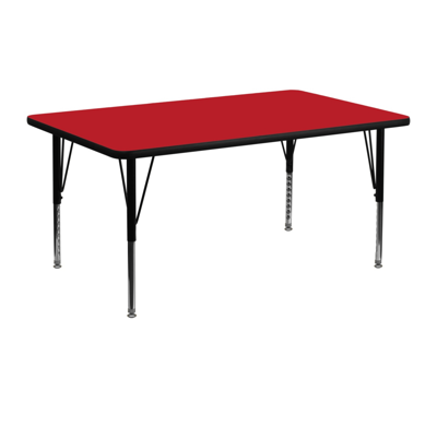 FLASH FURNITURE 24''W X 48''L RECTANGULAR RED HP LAMINATE ACTIVITY TABLE