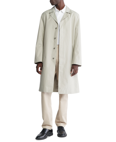 Calvin Klein Men's Classic Fit Button-front Trench Coat In Abbey Stone