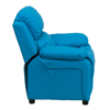 FLASH FURNITURE DELUXE PADDED CONTEMPORARY TURQUOISE VINYL KIDS RECLINER WITH STORAGE ARMS