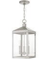 Livex Nyack 3 Light Outdoor Pendant Lantern In Brushed Nickel