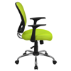 FLASH FURNITURE MID-BACK GREEN MESH SWIVEL TASK CHAIR WITH CHROME BASE AND ARMS