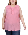 Ny Collection Petite Sleeveless Swiss Dot Blouse Top In Mellow Rose