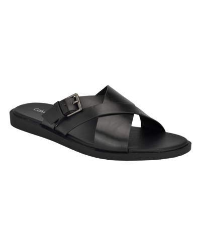 Calvin Klein Men's Elon Casual Slip-on Flat Sandals In Black