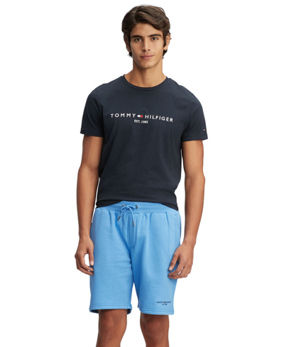 Tommy Hilfiger Men's Cotton Fleece Logo Shorts In Sleepy Blue