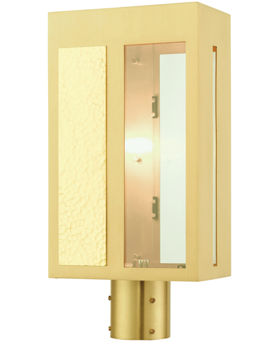 Livex Lafayette 1 Light Outdoor Post Top Lantern In Satin Brass With Hammered