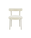Tov Furniture 1 Pc. Textured Velvet Bolster Back Dining Chair In Cream