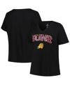 PROFILE WOMEN'S PROFILE BLACK PHOENIX SUNS PLUS SIZE ARCH OVER LOGO V-NECK T-SHIRT