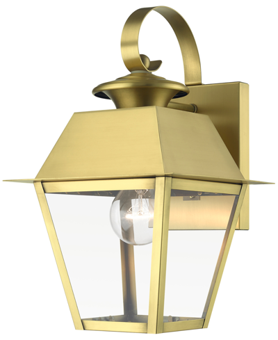 Livex Wentworth 1 Light Outdoor Small Wall Lantern In Natural Brass