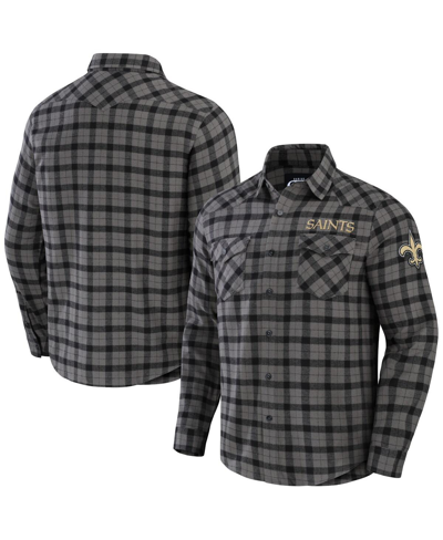 Fanatics Men's Nfl X Darius Rucker Collection By  Gray New Orleans Saints Flannel Long Sleeve Button-