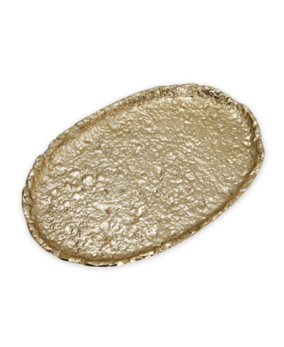 Classic Touch Textured Oval Tray In Gold-tone