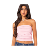 Edikted Isabella Ruched Strapless Tube Top In Pink