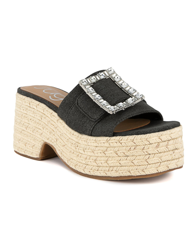 Sugar Women's Remote Embellished Buckle Espadrille Sandals In Black