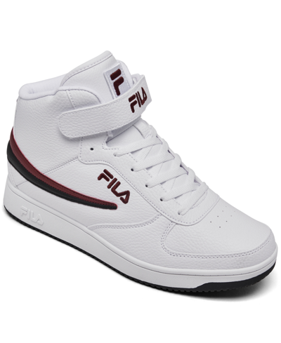 Fila Men's A-high Stay-put Closure High Top Casual Sneakers From Finish Line In White,maroon,black