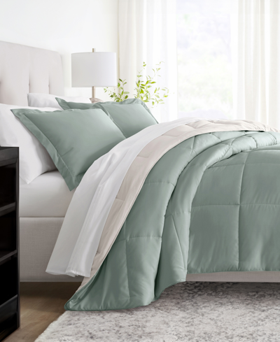 Ienjoy Home All Season Lightweight Down Alternative Reversible 3-pc. Comforter Set, King/california King In Eucalyptus,natural