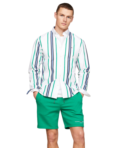 Tommy Hilfiger Men's Cotton Fleece Logo Shorts In Olympic Green