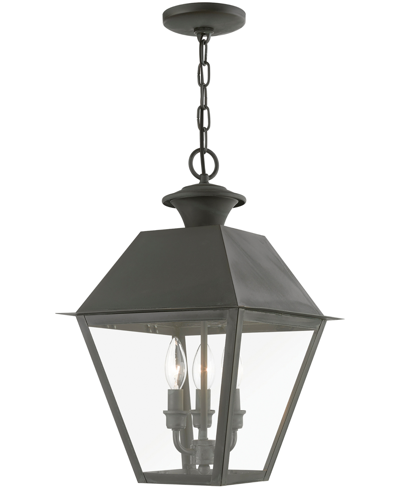 Livex Wentworth 3 Light Outdoor Large Pendant Lantern In Charcoal