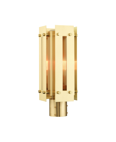 Livex Utrecht 1 Light Outdoor Post Top Lantern In Satin Brass