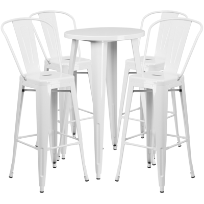 Flash Furniture 24'' Round White Metal Indoor-outdoor Bar Table Set With 4 Cafe Stools