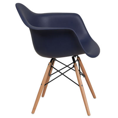 Flash Furniture Alonza Series Navy Plastic Chair With Wood Base In Blue