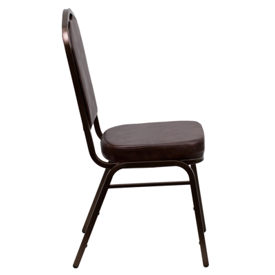 Flash Furniture Hercules Series Crown Back Stacking Banquet Chair In Brown Vinyl