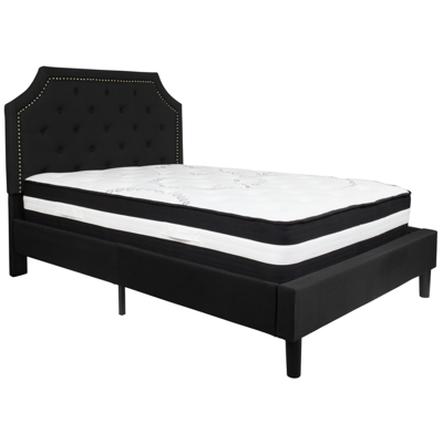 Flash Furniture Brighton Full Size Tufted Upholstered Fabric Platform Bed With Pocket Spring Mattress In Black