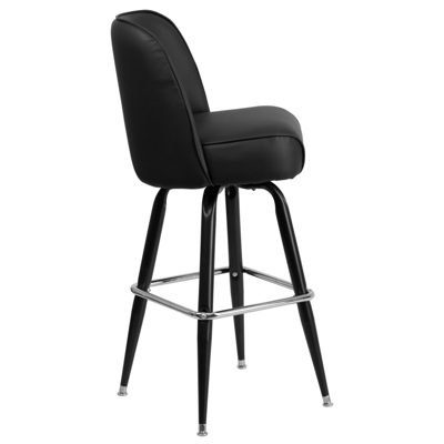 Flash Furniture Metal Barstool With Swivel Bucket Seat In Black